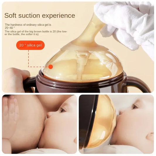 Baby Bottle 250/150ml Silver Nanoparticle Antibacterial Baby Silicone Bottle Baby Weaning Anti Suffocation Nipple Bottle - ZOOMNSTORE