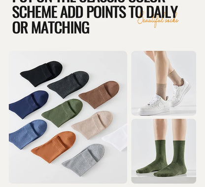 Antibacterial Bamboo Socks – Men’s Business Dress Socks, Thin Deodorant Crew, 5-Pack - ZOOMNSTORE