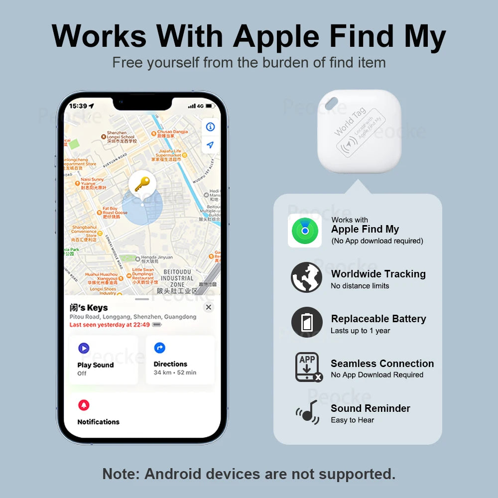 Apple GPS Tracker - Bluetooth Pet Tracker & Smart Locator Tag for Dogs Cats - ZOOMNSTORE