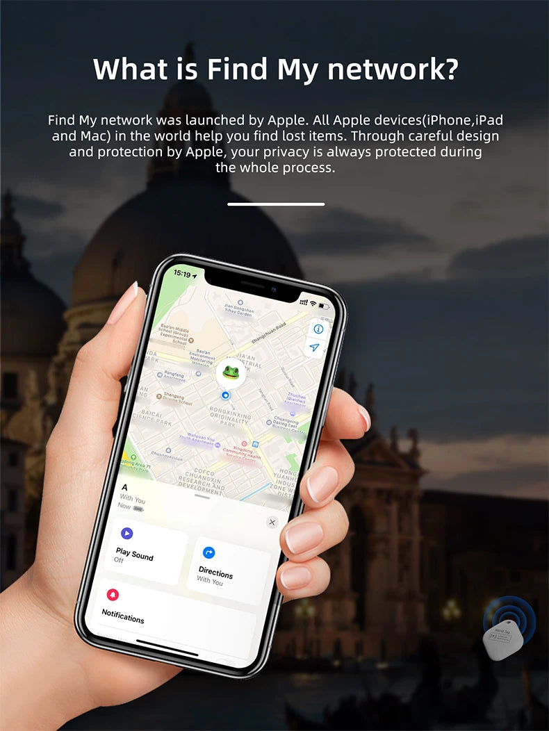 Apple GPS Tracker - Bluetooth Pet Tracker & Smart Locator Tag for Dogs Cats - ZOOMNSTORE