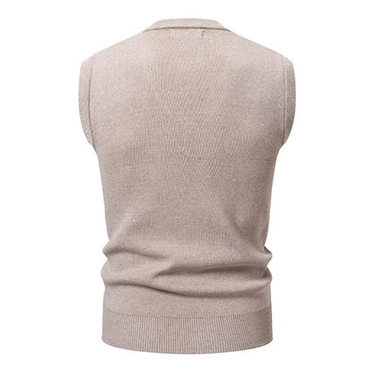 New Mens Argyle Knitwear Vest V Neck Sleeveless Casual Slim Fit Pullover Knitted Sweater Outdoor Streetwear Casual Tank Tops - ZOOMNSTORE