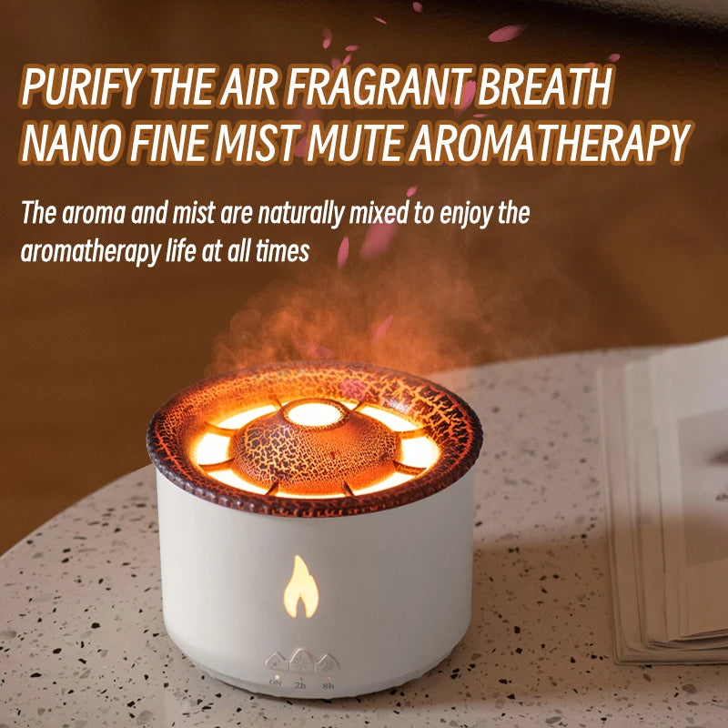 Aroma Diffuser - KINSCOTER Volcano Flame Humidifier with Jellyfish Smoke Ring 360ml - ZOOMNSTORE