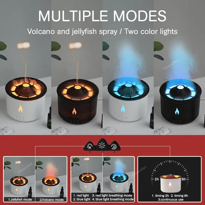 Aroma Diffuser - KINSCOTER Volcano Flame Humidifier with Jellyfish Smoke Ring 360ml - ZOOMNSTORE