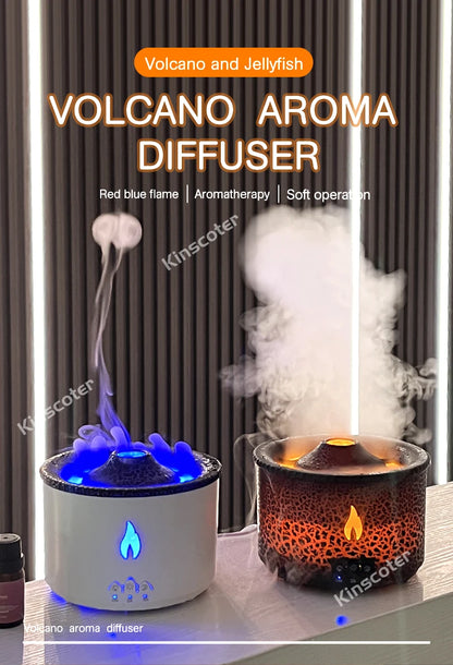 Aroma Diffuser - KINSCOTER Volcano Flame Humidifier with Jellyfish Smoke Ring 360ml - ZOOMNSTORE