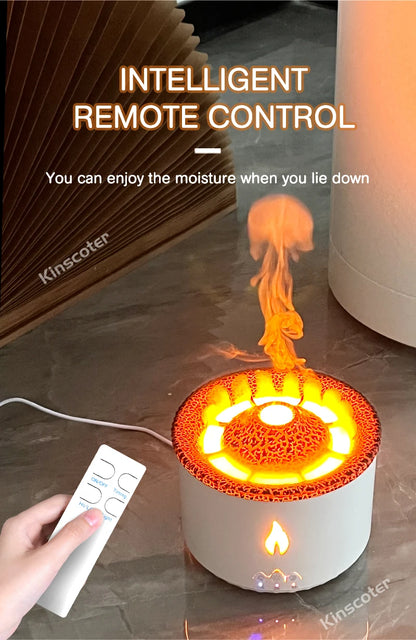 Aroma Diffuser - KINSCOTER Volcano Flame Humidifier with Jellyfish Smoke Ring 360ml - ZOOMNSTORE