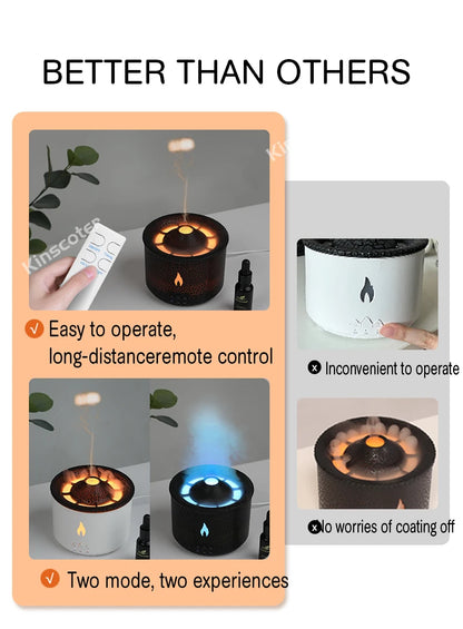 Aroma Diffuser - KINSCOTER Volcano Flame Humidifier with Jellyfish Smoke Ring 360ml - ZOOMNSTORE