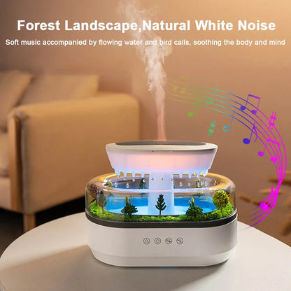 Aroma Humidifier - Raindrop Ultrasonic Mist Diffuser with Colorful Night Light & White Noise - ZOOMNSTORE