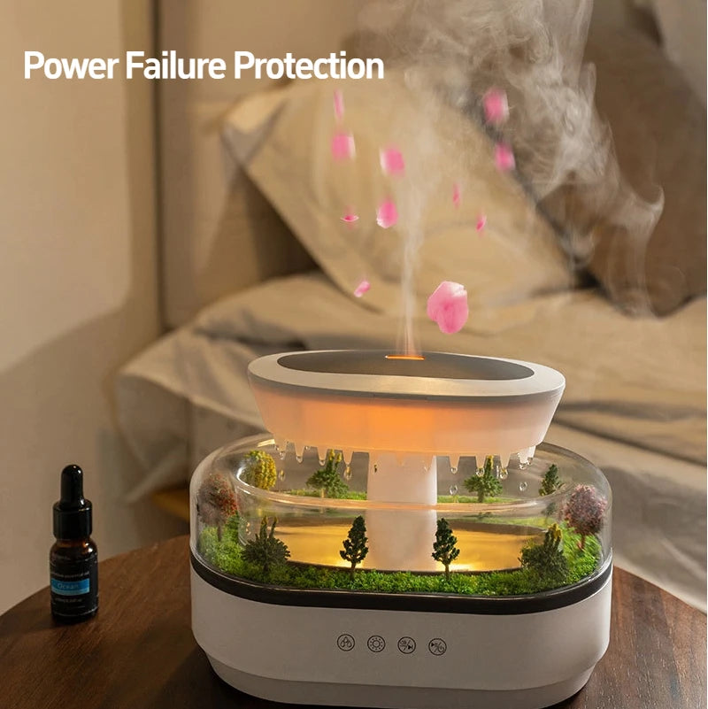 Aroma Humidifier - Raindrop Ultrasonic Mist Diffuser with Colorful Night Light & White Noise - ZOOMNSTORE