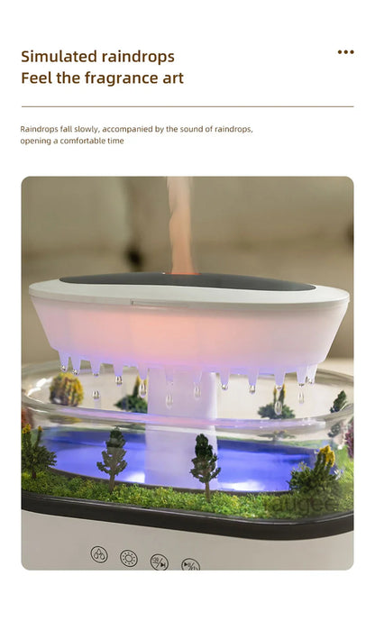 Aroma Humidifier - Raindrop Ultrasonic Mist Diffuser with Colorful Night Light & White Noise - ZOOMNSTORE