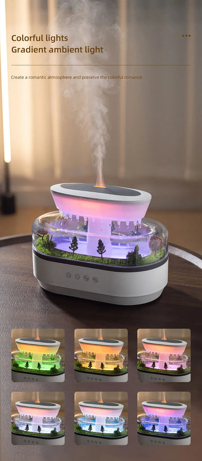 Aroma Humidifier - Raindrop Ultrasonic Mist Diffuser with Colorful Night Light & White Noise - ZOOMNSTORE