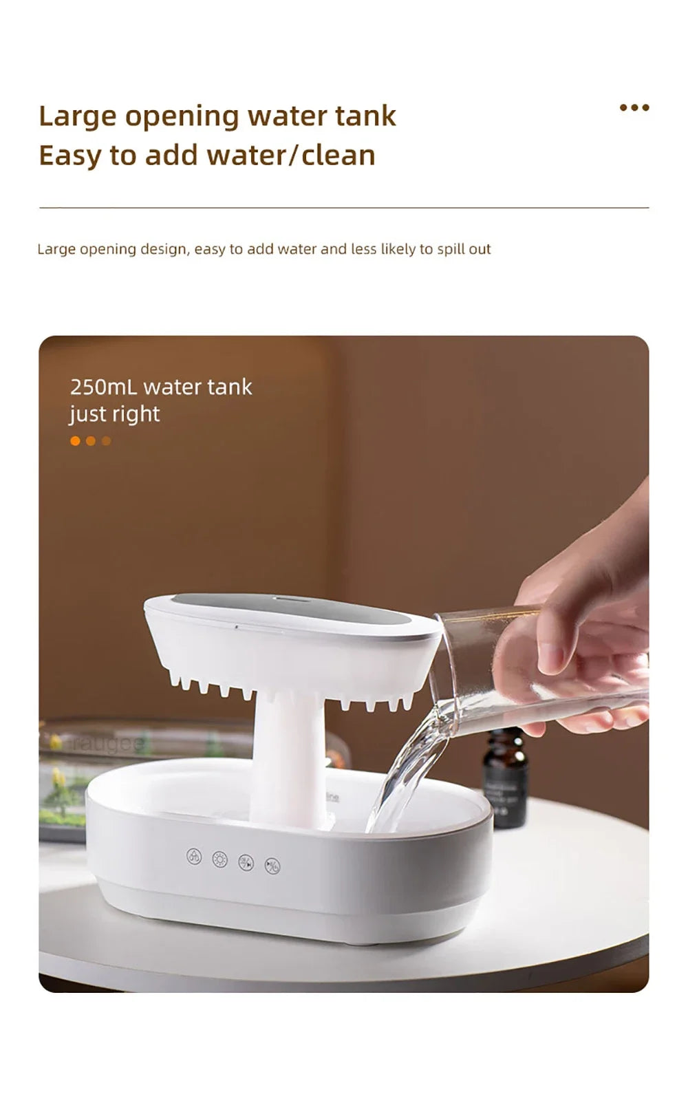 Aroma Humidifier - Raindrop Ultrasonic Mist Diffuser with Colorful Night Light & White Noise - ZOOMNSTORE