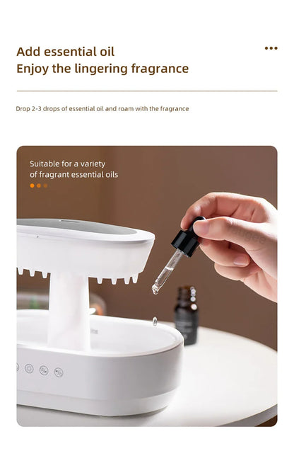 Aroma Humidifier - Raindrop Ultrasonic Mist Diffuser with Colorful Night Light & White Noise - ZOOMNSTORE