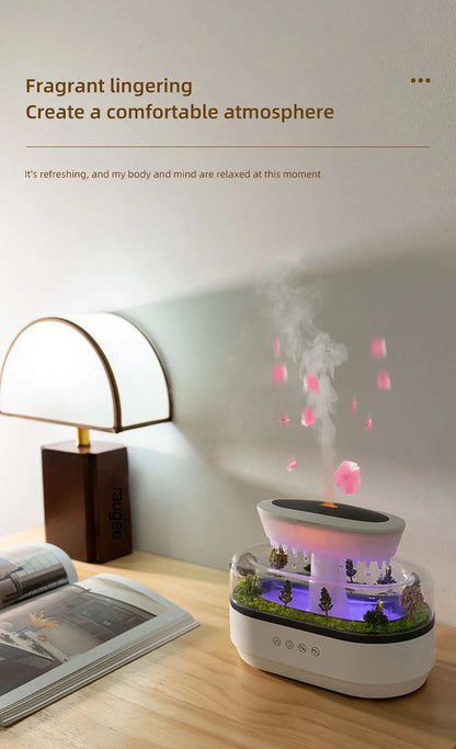 Aroma Humidifier - Raindrop Ultrasonic Mist Diffuser with Colorful Night Light & White Noise - ZOOMNSTORE