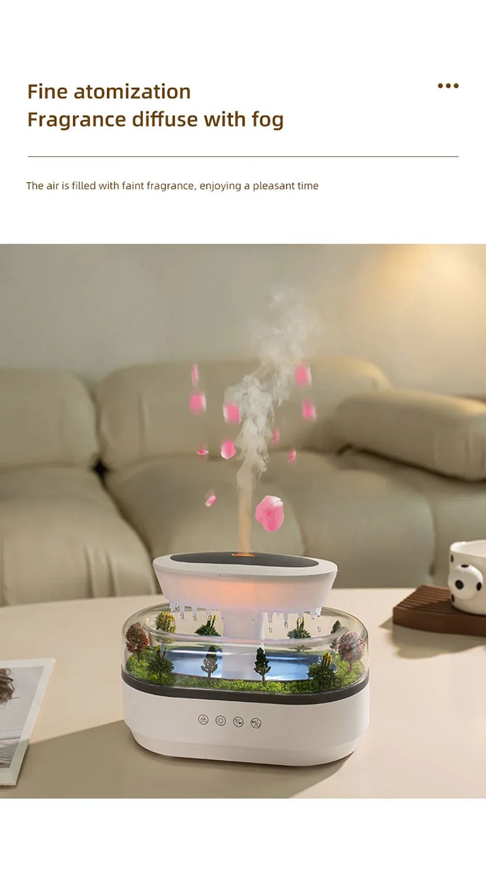 Aroma Humidifier - Raindrop Ultrasonic Mist Diffuser with Colorful Night Light & White Noise - ZOOMNSTORE