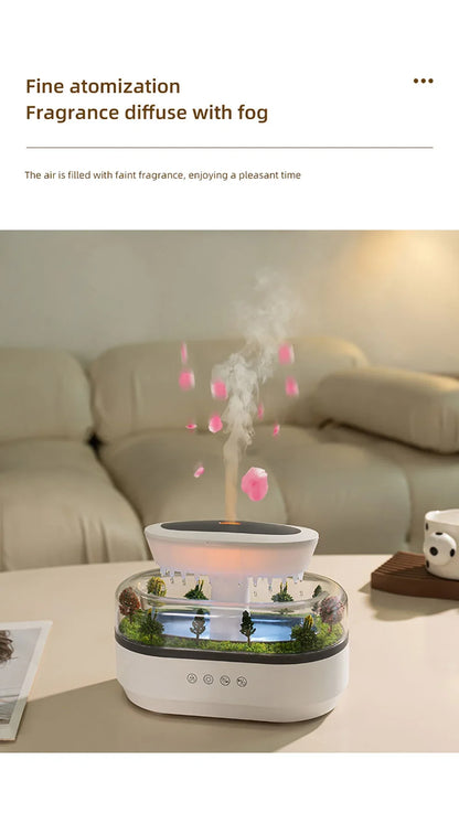 Aroma Humidifier - Raindrop Ultrasonic Mist Diffuser with Colorful Night Light & White Noise - ZOOMNSTORE