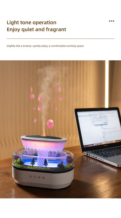 Aroma Humidifier - Raindrop Ultrasonic Mist Diffuser with Colorful Night Light & White Noise - ZOOMNSTORE
