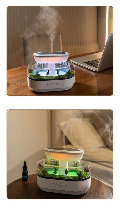Aroma Humidifier - Raindrop Ultrasonic Mist Diffuser with Colorful Night Light & White Noise - ZOOMNSTORE