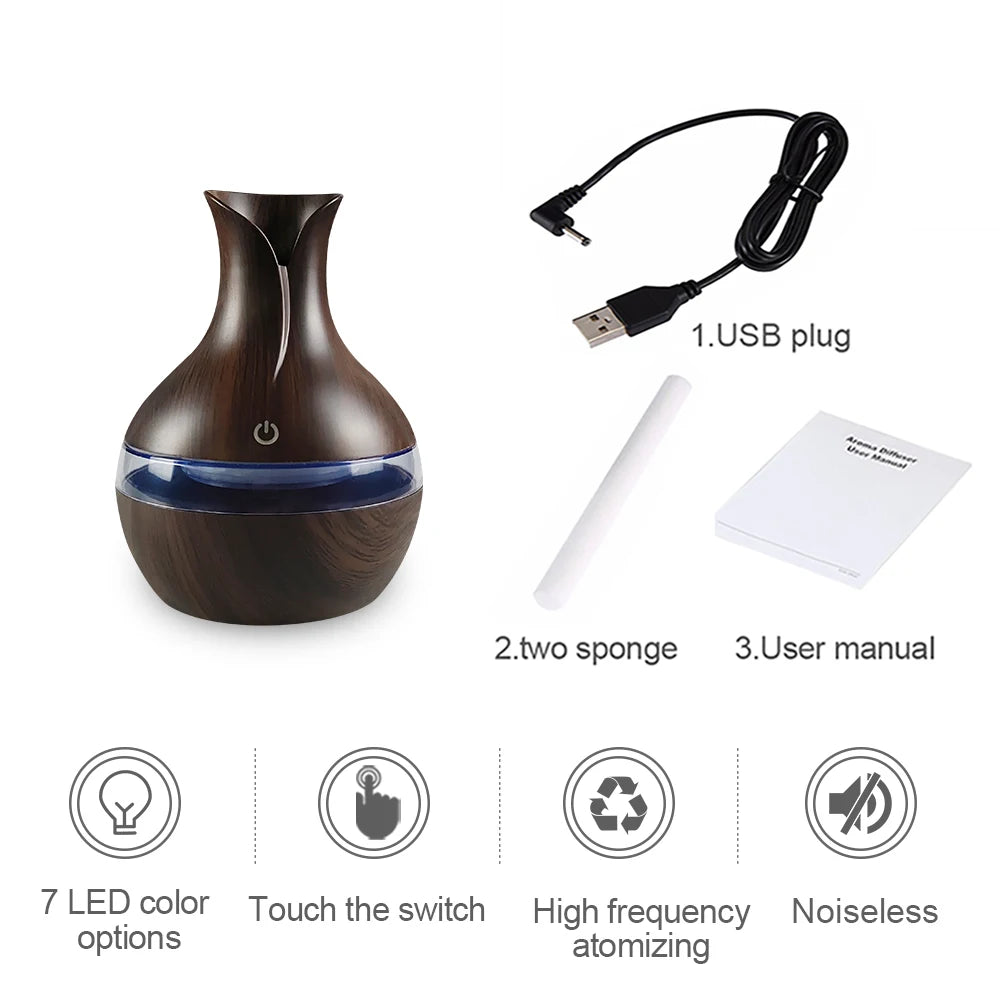 Aromatherapy Air Humidifier - 200ml USB Rechargeable Cool Mist Diffuser with LED Lights - ZOOMNSTORE