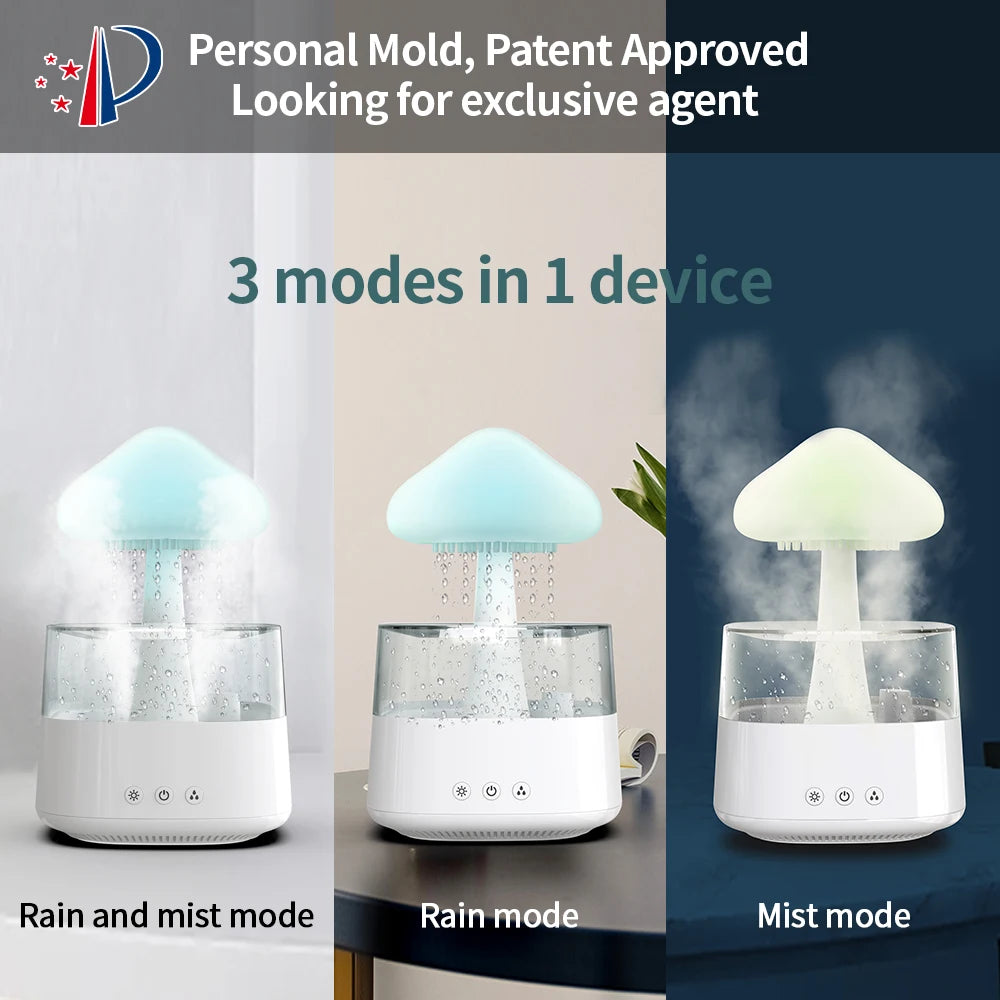 Aromatherapy Humidifier - Relax Cloud Rain Diffuser with Colorful Ultrasonic Lamp - ZOOMNSTORE