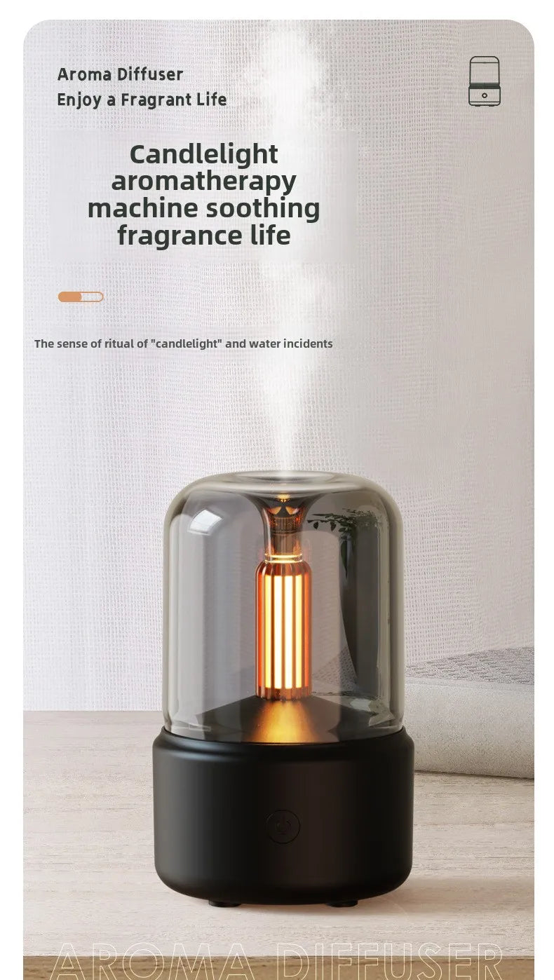 Aromatherapy Humidifier - Ultrasonic USB Air Humidifier with Candlelight Design for Sleep Aid - ZOOMNSTORE