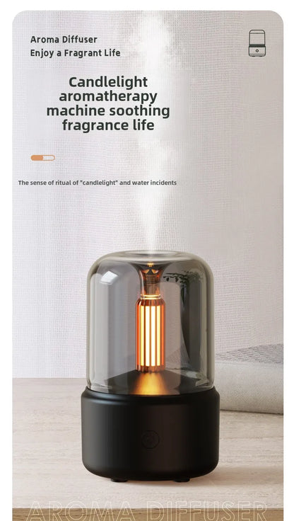 Aromatherapy Humidifier - Ultrasonic USB Air Humidifier with Candlelight Design for Sleep Aid - ZOOMNSTORE