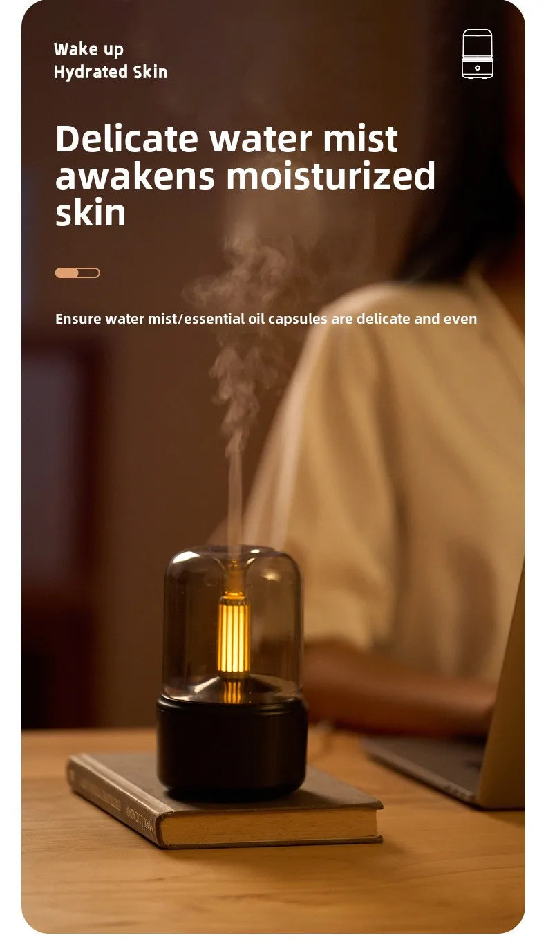 Aromatherapy Humidifier - Ultrasonic USB Air Humidifier with Candlelight Design for Sleep Aid - ZOOMNSTORE