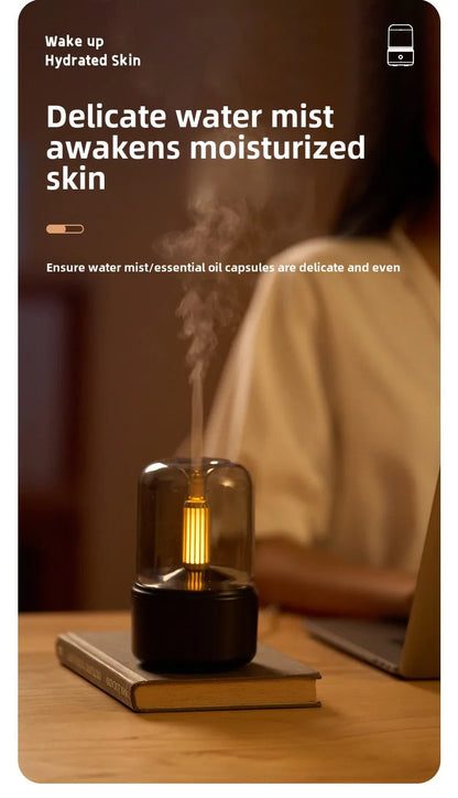 Aromatherapy Humidifier - Ultrasonic USB Air Humidifier with Candlelight Design for Sleep Aid - ZOOMNSTORE