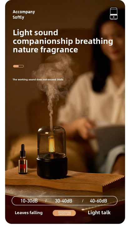 Aromatherapy Humidifier - Ultrasonic USB Air Humidifier with Candlelight Design for Sleep Aid - ZOOMNSTORE