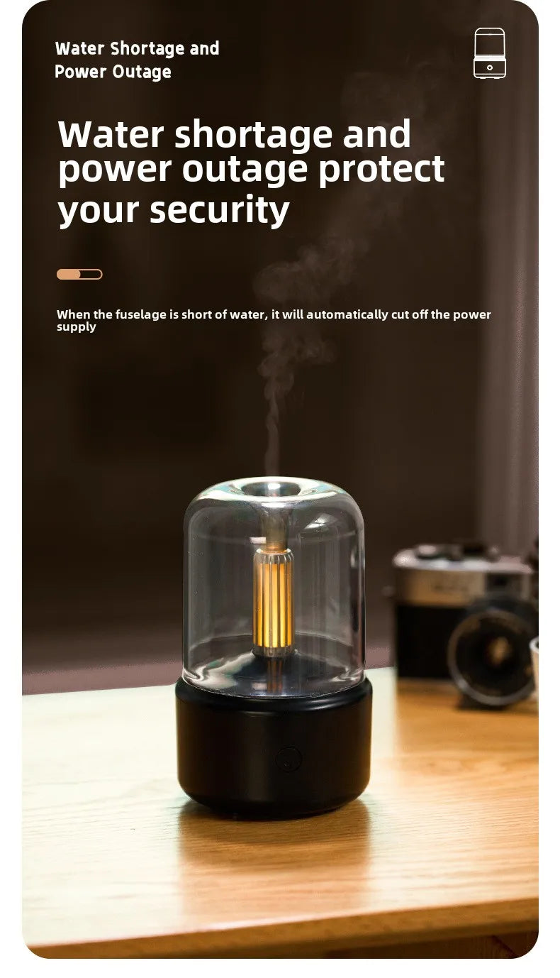 Aromatherapy Humidifier - Ultrasonic USB Air Humidifier with Candlelight Design for Sleep Aid - ZOOMNSTORE