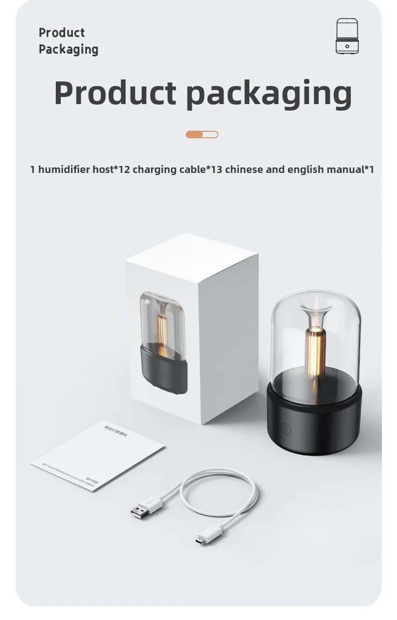 Aromatherapy Humidifier - Ultrasonic USB Air Humidifier with Candlelight Design for Sleep Aid - ZOOMNSTORE