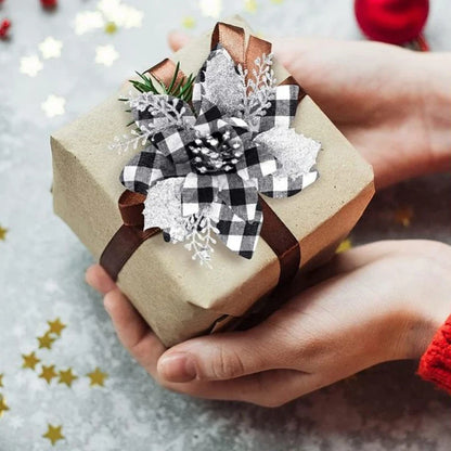 Glitter Christmas Flowers - 5pcs Artificial Tree Ornaments - ZOOMNSTORE