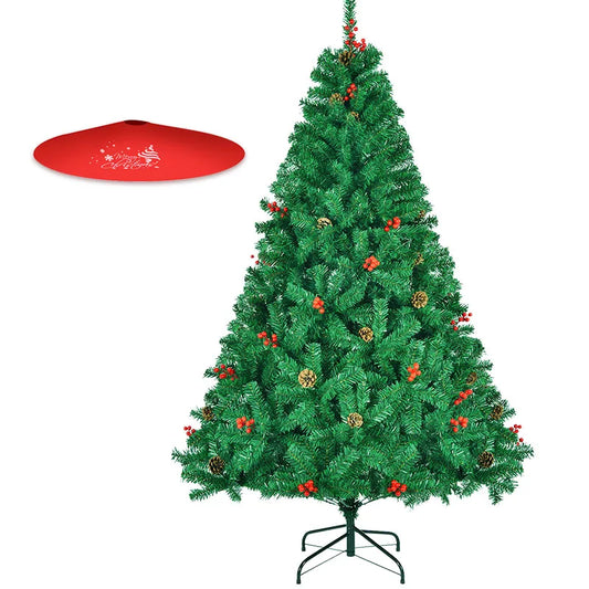 Artificial Christmas Tree – 7FT/8FT White PVC Pine with Metal Base | Easy Assembly - ZOOMNSTORE