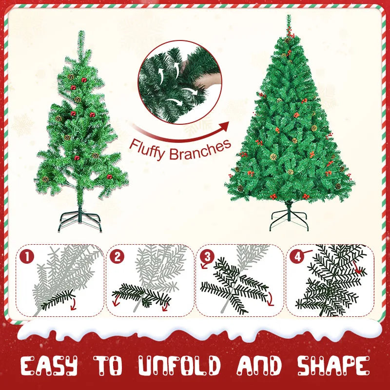 Artificial Christmas Tree – 7FT/8FT White PVC Pine with Metal Base | Easy Assembly - ZOOMNSTORE