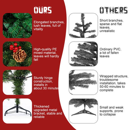 Artificial Christmas Tree – 7FT/8FT White PVC Pine with Metal Base | Easy Assembly - ZOOMNSTORE