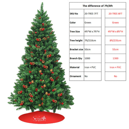 Artificial Christmas Tree – 7FT/8FT White PVC Pine with Metal Base | Easy Assembly - ZOOMNSTORE