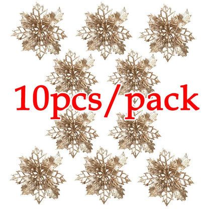 Artificial Christmas Tree Glitter Flowers - 10pcs Xmas Ornaments - ZOOMNSTORE