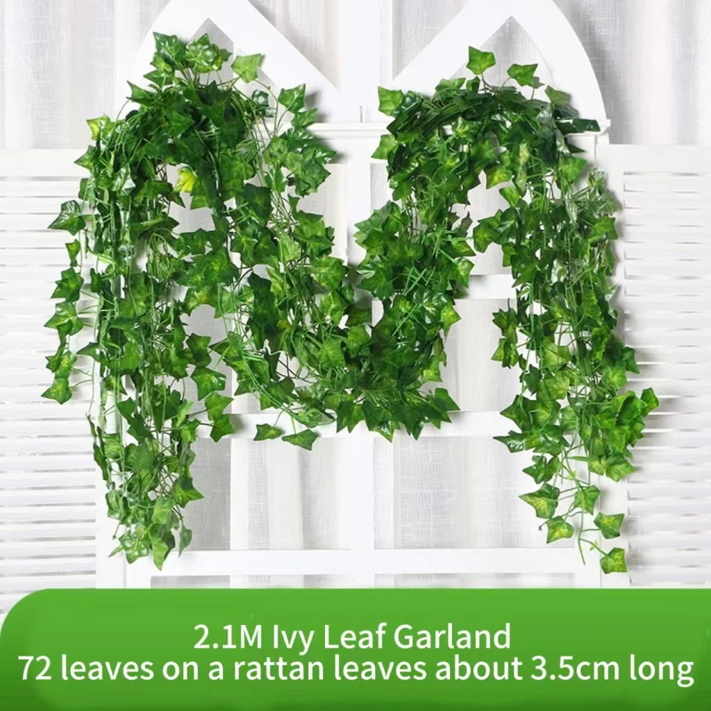 Artificial Green Ivy Leaf Garland - 21M Hanging Vine for Home Decor Wedding Party DIY - ZOOMNSTORE