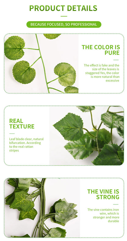 Artificial Green Ivy Leaf Garland - 21M Hanging Vine for Home Decor Wedding Party DIY - ZOOMNSTORE