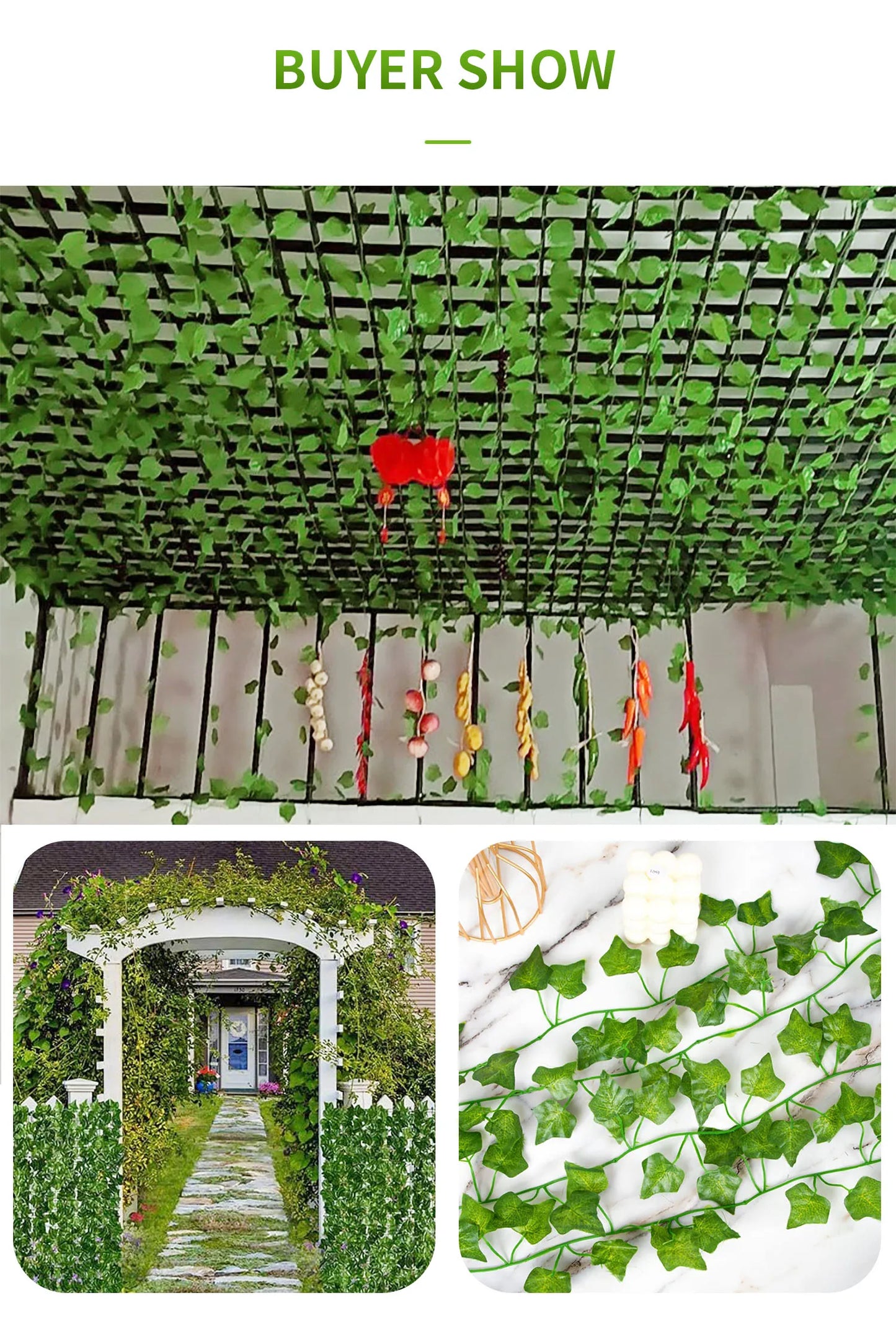 Artificial Green Ivy Leaf Garland - 21M Hanging Vine for Home Decor Wedding Party DIY - ZOOMNSTORE