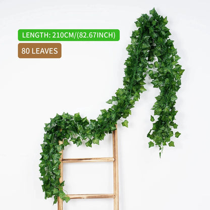 Artificial Green Ivy Leaf Garland - 21M Hanging Vine for Home Decor Wedding Party DIY - ZOOMNSTORE