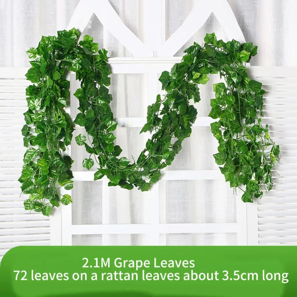 Artificial Green Ivy Leaf Garland - 21M Hanging Vine for Home Decor Wedding Party DIY - ZOOMNSTORE