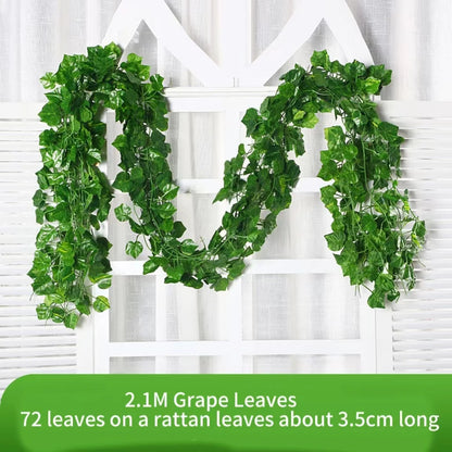 Artificial Green Ivy Leaf Garland - 21M Hanging Vine for Home Decor Wedding Party DIY - ZOOMNSTORE