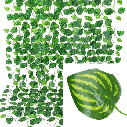 Artificial Ivy Leaf Garland - Green Rattan Vine for Home Decor Weddings and Parties - ZOOMNSTORE