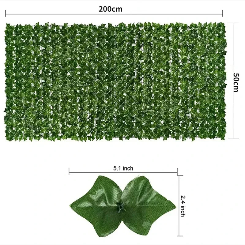 Artificial Ivy Privacy Fence Panels - Green Leaf Outdoor Decoration 1x3m - ZOOMNSTORE