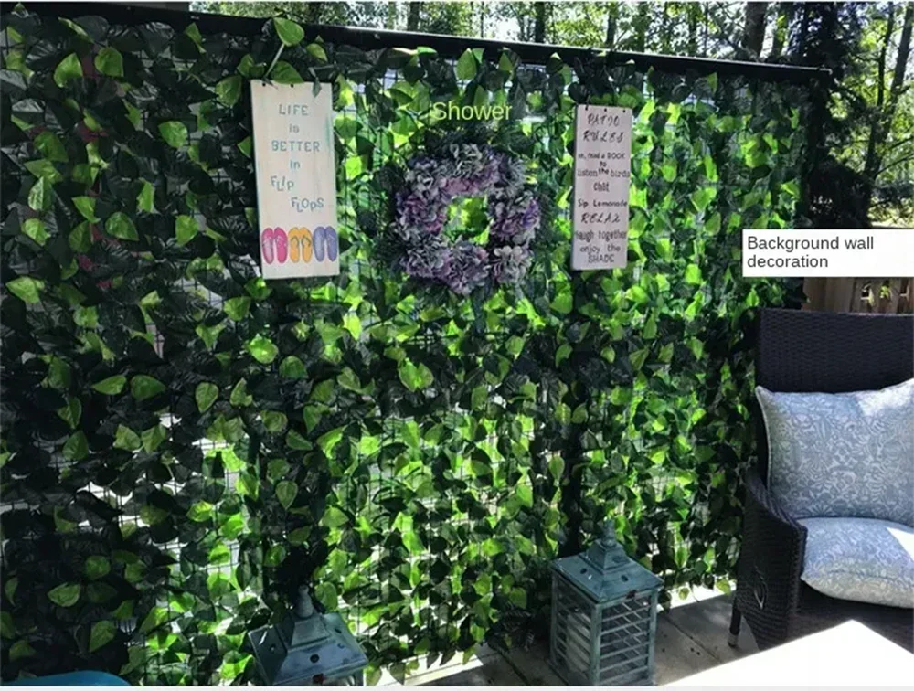 Artificial Ivy Privacy Fence Panels - Green Leaf Outdoor Decoration 1x3m - ZOOMNSTORE