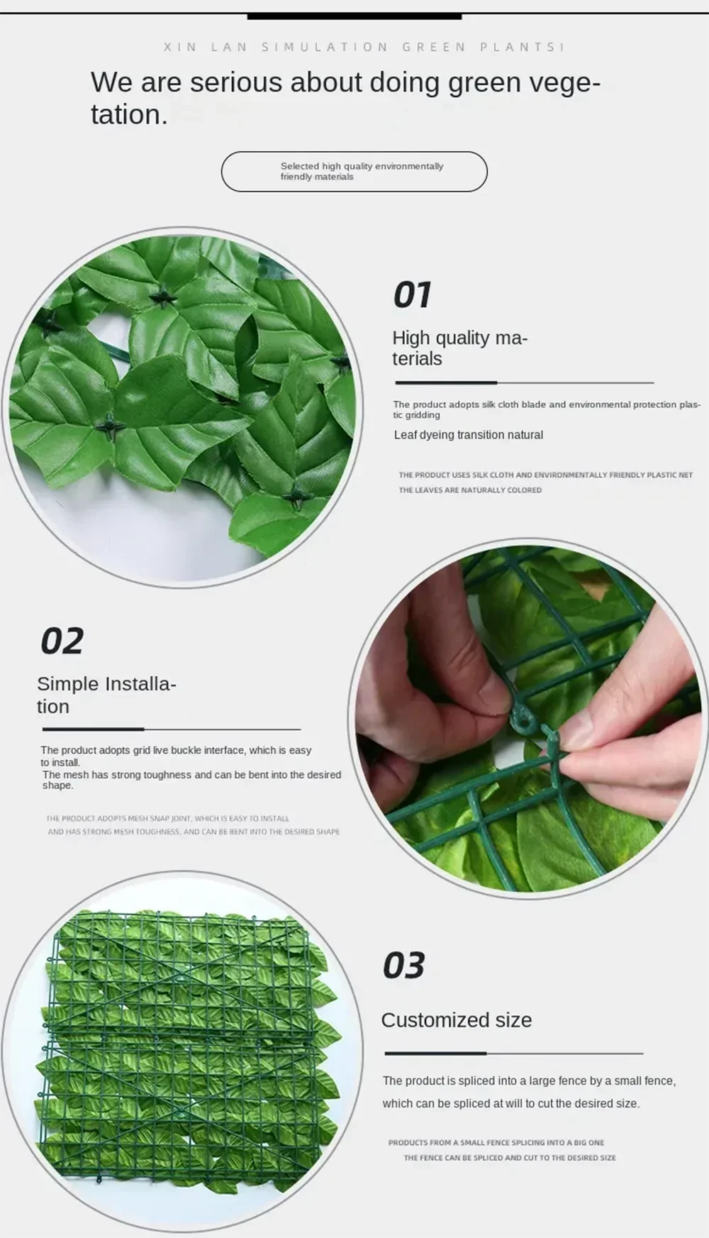 Artificial Ivy Privacy Fence Panels - Green Leaf Outdoor Decoration 1x3m - ZOOMNSTORE