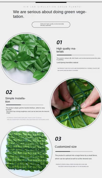 Artificial Ivy Privacy Fence Panels - Green Leaf Outdoor Decoration 1x3m - ZOOMNSTORE