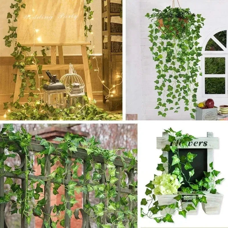 Artificial Ivy Leaf Garland - Green Rattan Vine for Home Decor Weddings and Parties - ZOOMNSTORE