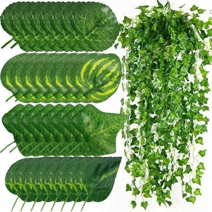 Artificial Ivy Leaf Garland - Green Rattan Vine for Home Decor Weddings and Parties - ZOOMNSTORE