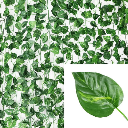 Artificial Ivy Leaf Garland - Green Rattan Vine for Home Decor Weddings and Parties - ZOOMNSTORE